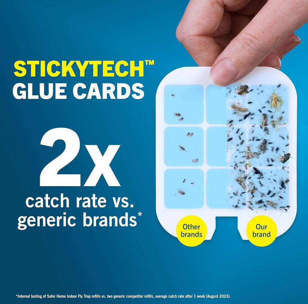 Safer Home StickyTech glue cards, 2x catch rate comparison on refill packaging