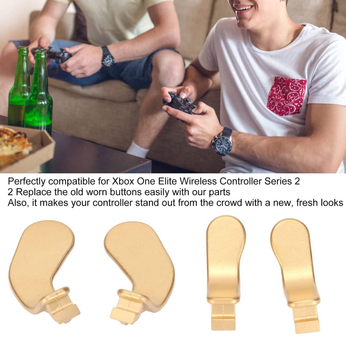 Controller back paddles accessory set, gold replacement buttons with trigger grips