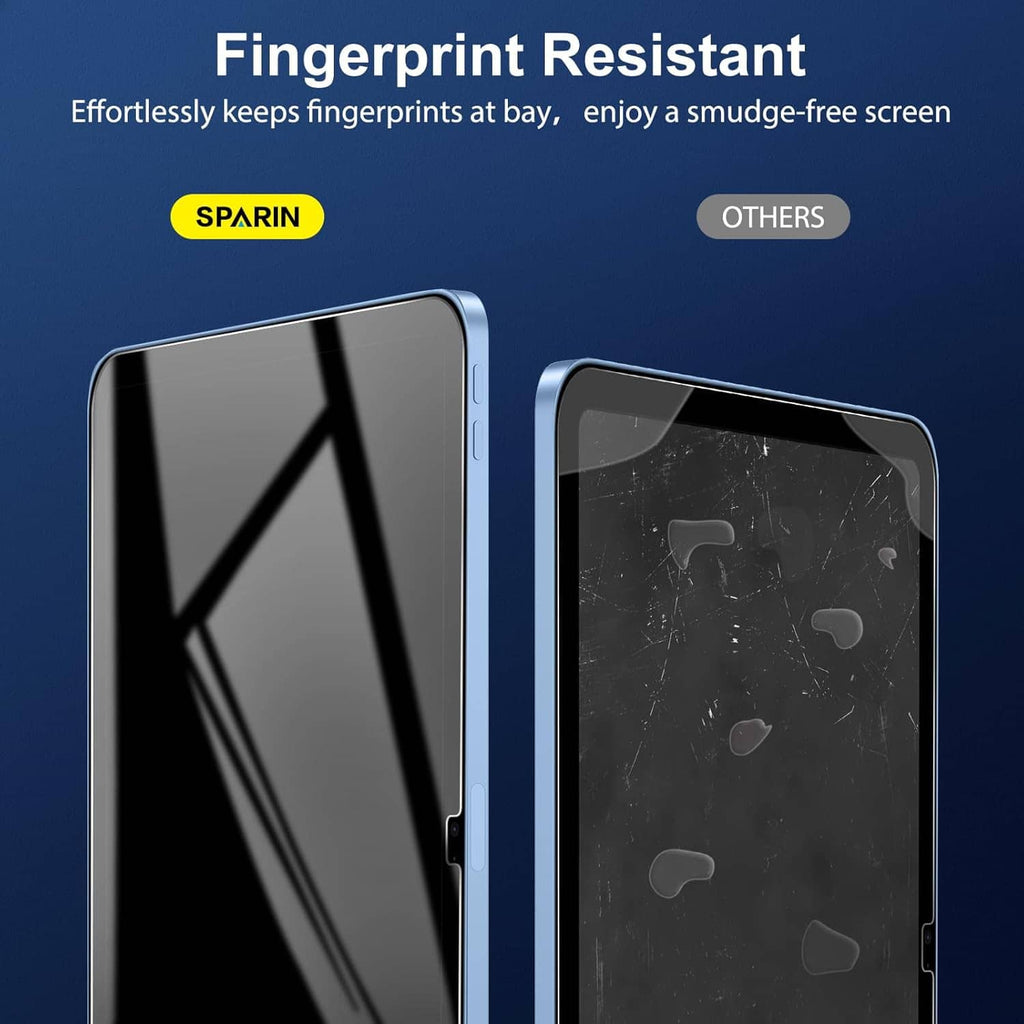 Fingerprint-resistant tempered glass screen protector for iPad display, smudge-free surface