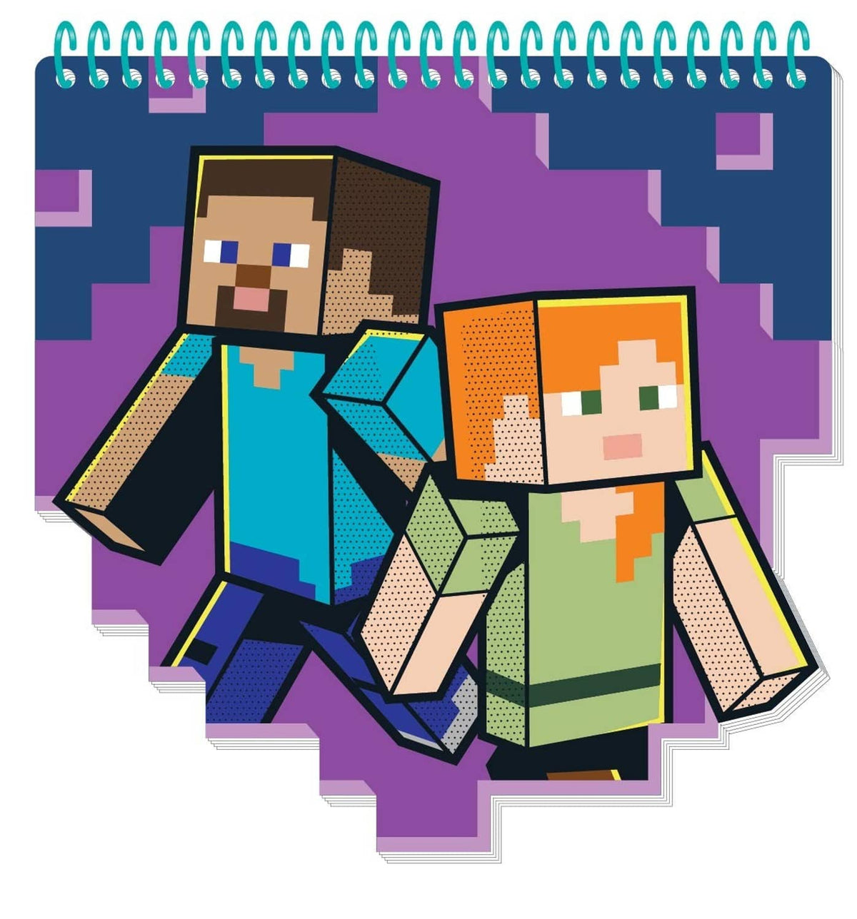 Minecraft character sticker cutout of two pixel players standing together
