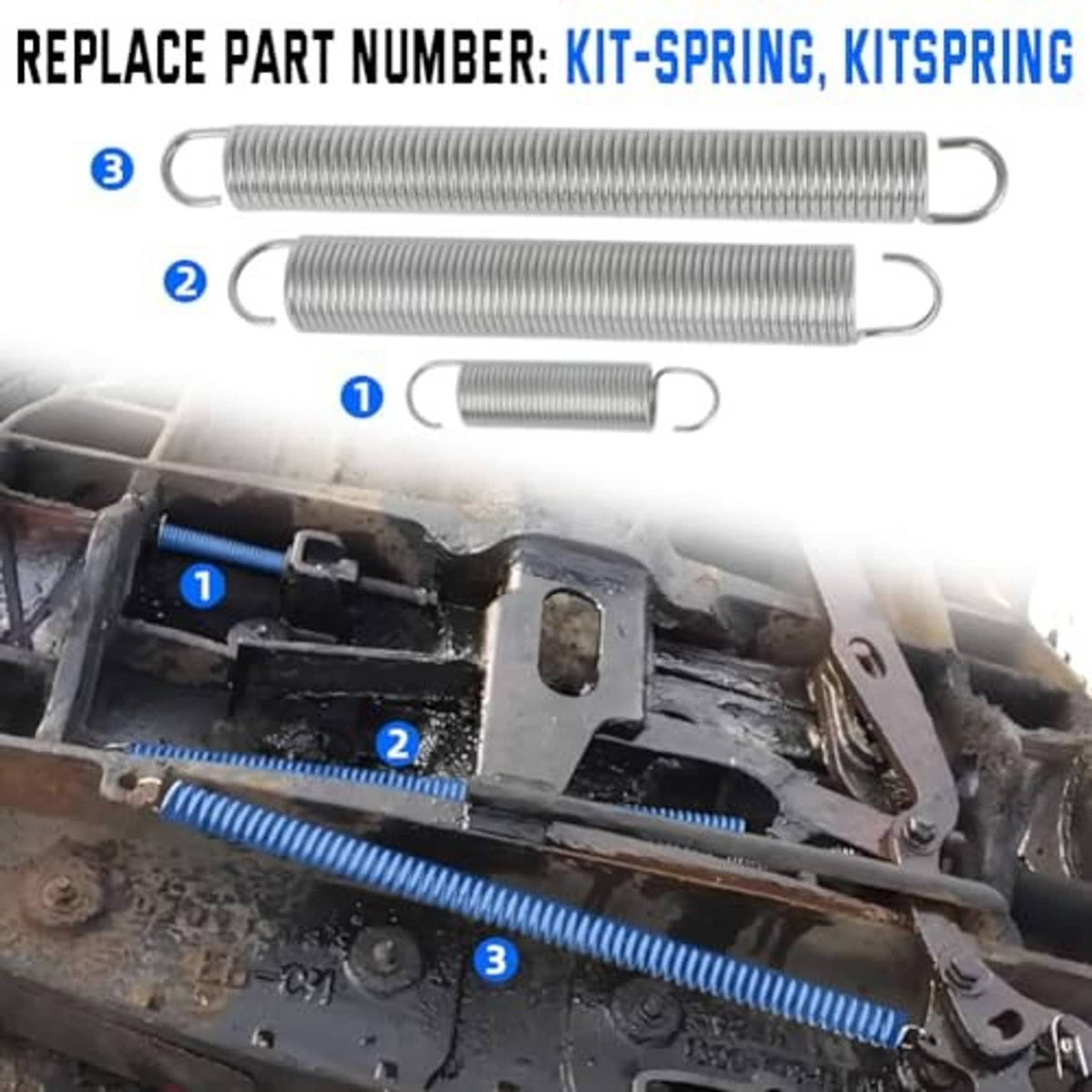 Replacement spring kit with three coil springs, sizes 1–3