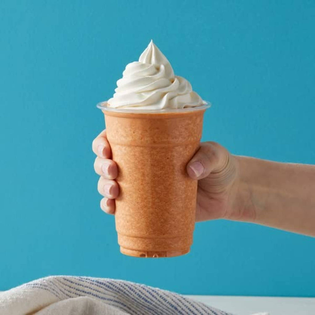 Big Train Dragonfly Thai tea blended crème in a cup topped with whipped cream