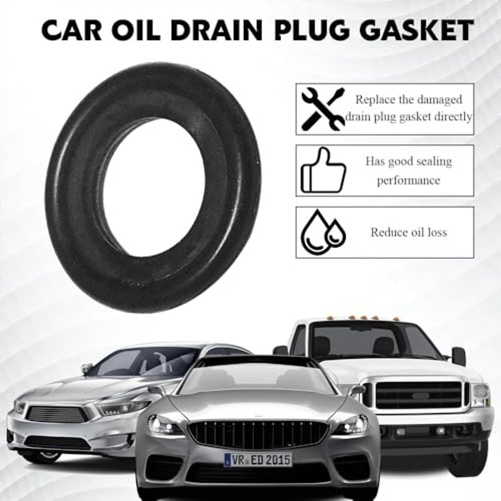 Black rubber M14 oil drain plug sealing crush washer ring, single piece