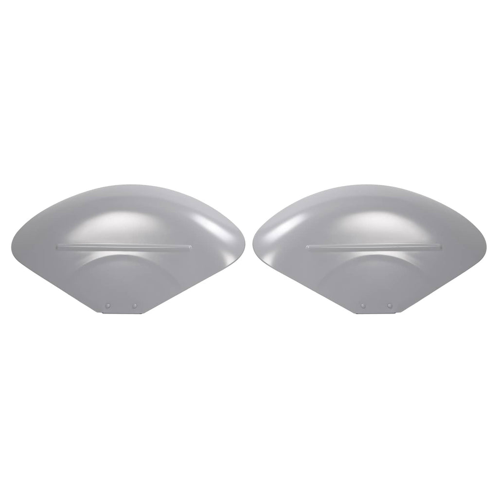 Two gray fender skin panels with smooth domed top and small front openings