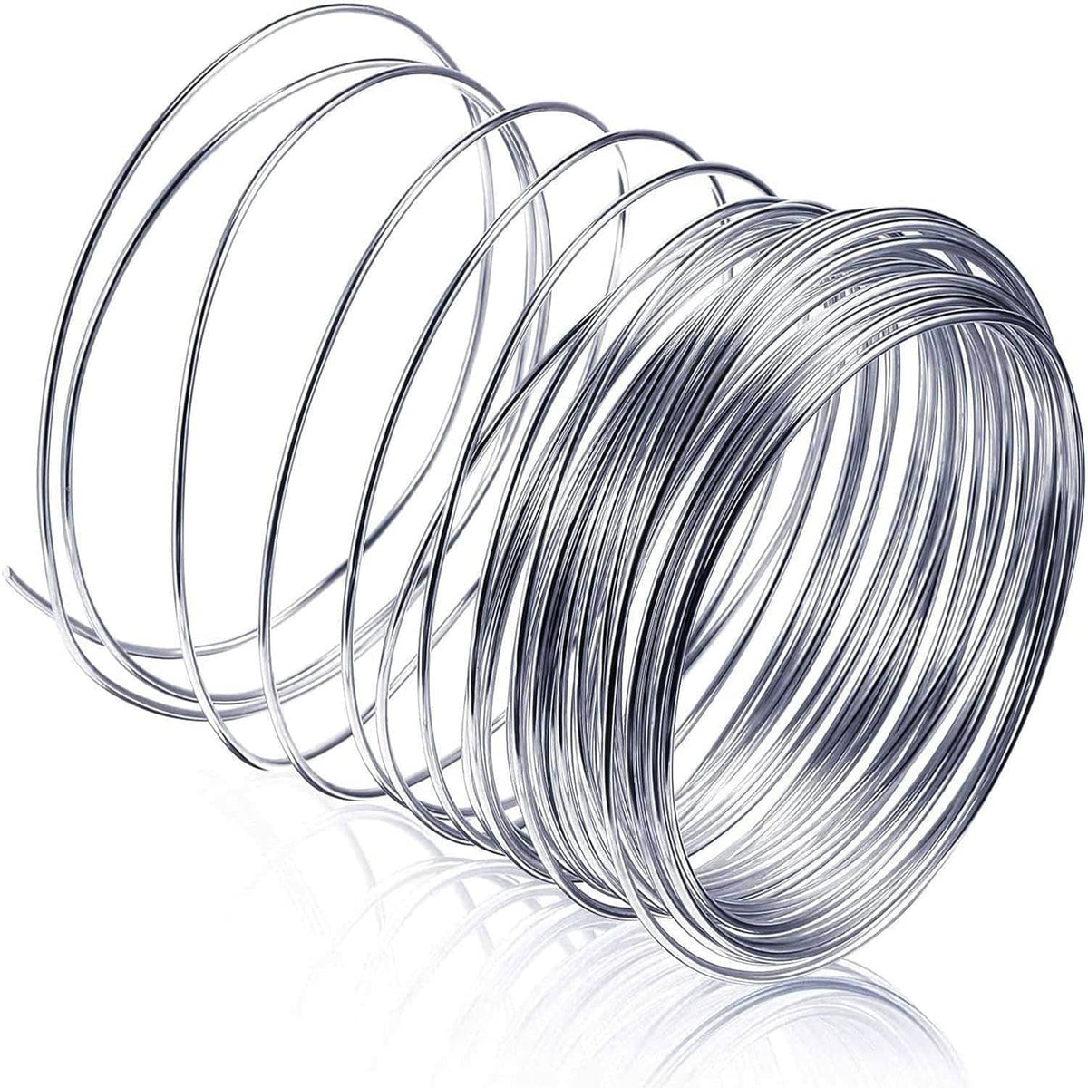 Silver 304 stainless steel jewelry wire coil bundle with tight spiral loops