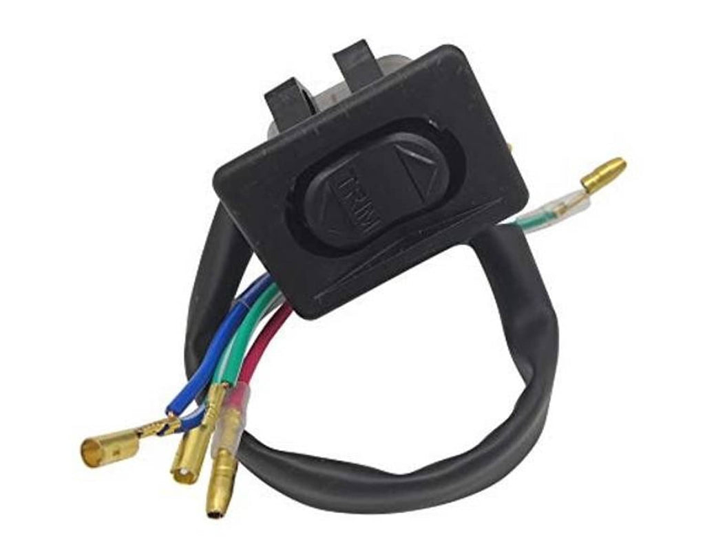 Black trim tilt switch with multicolor wire leads and gold spade terminals