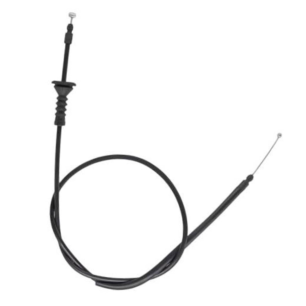 Rear engine hood release cable wire with black housing and metal end fittings