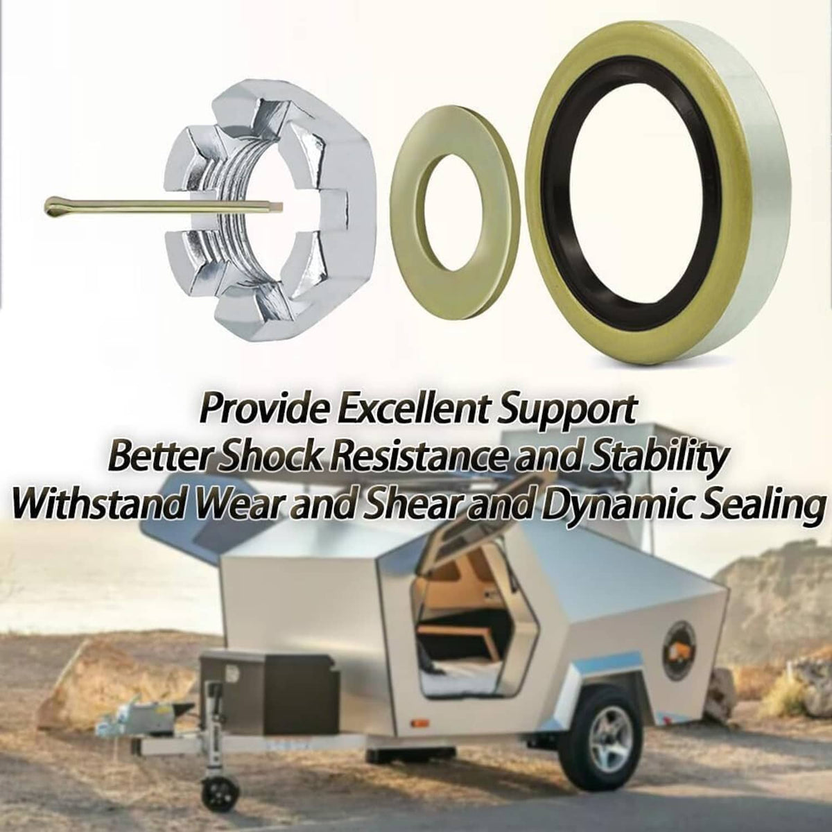 Wheel axle bearing seal kit with metal bearing rings and rubber gaskets