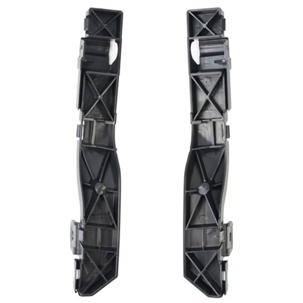 Front bumper bracket pair, black plastic inner frames with cross ribs