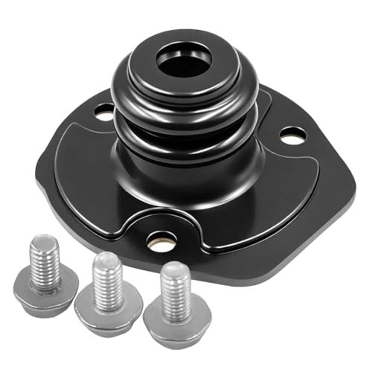 Black shifter turret seal and mounting plate with three threaded studs