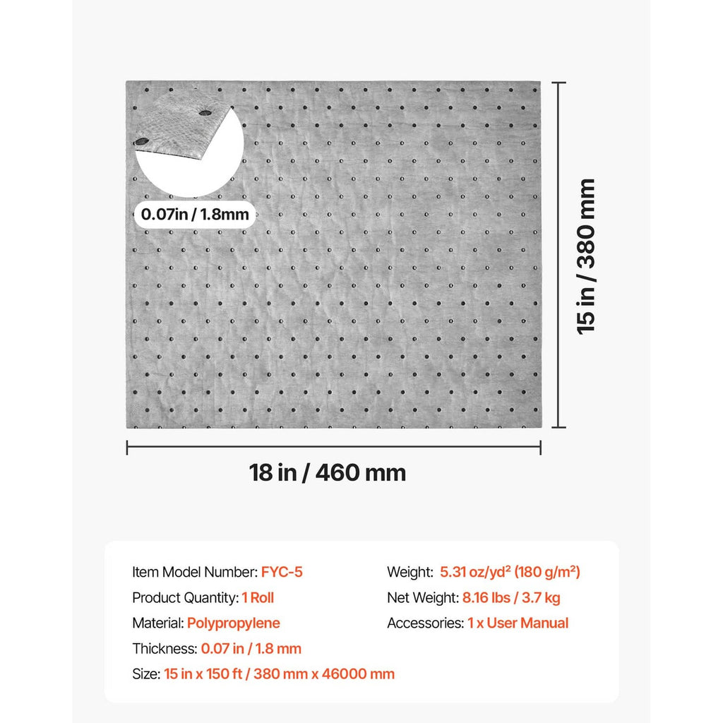 Gray absorbent pad sheet with dotted holes, thickness and perforation line visible