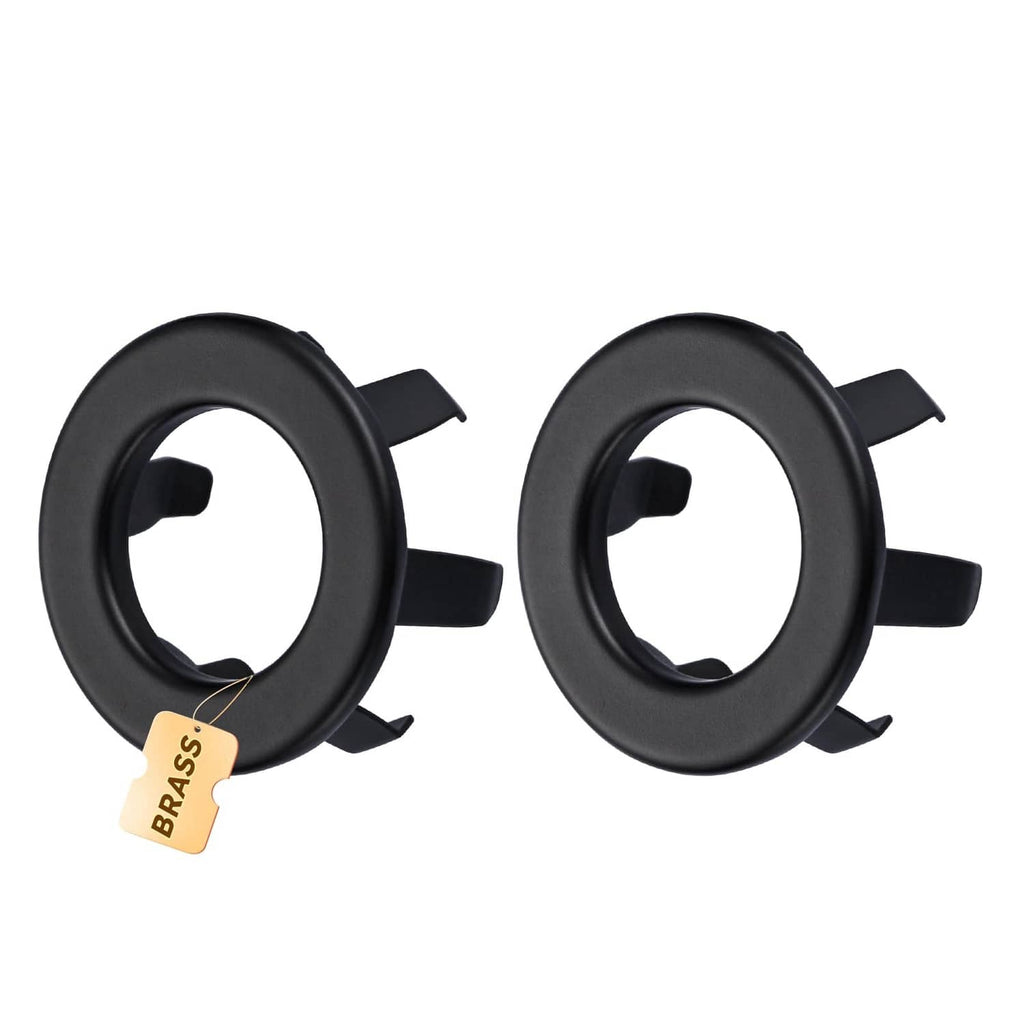 Matte black sink overflow rings, 2-pack set with mounting tabs