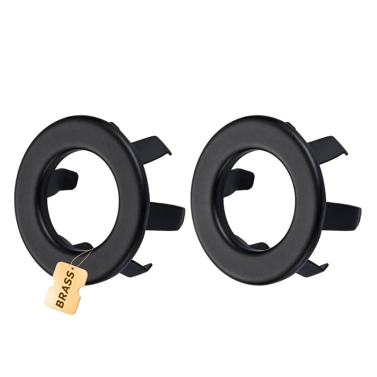 Matte black sink overflow rings, 2-pack set with mounting tabs