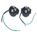 Power trim relay set with two black terminal housings and green/blue wiring