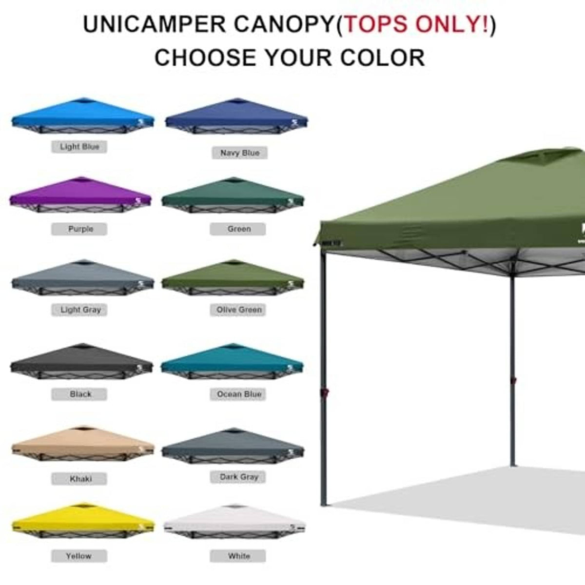 Green canopy replacement top cover (tops only) shown with selectable color choices