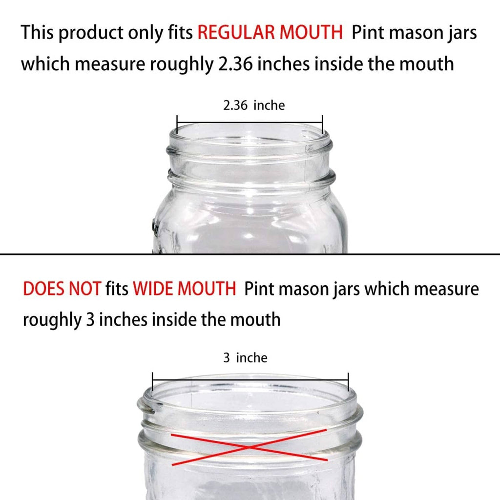 Mason jar lid fit for regular-mouth jars; shows size comparison of jar openings