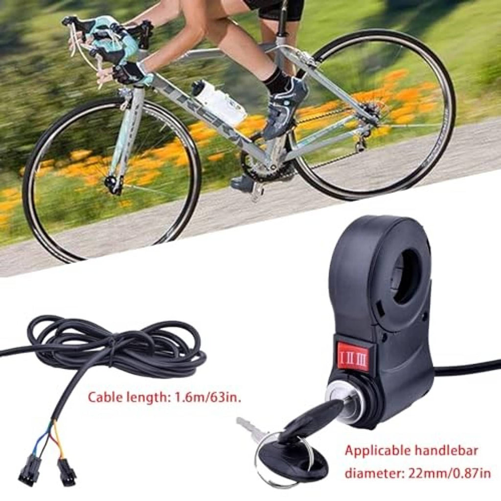 Dark gray speed control key lock switch with attached cable and key set