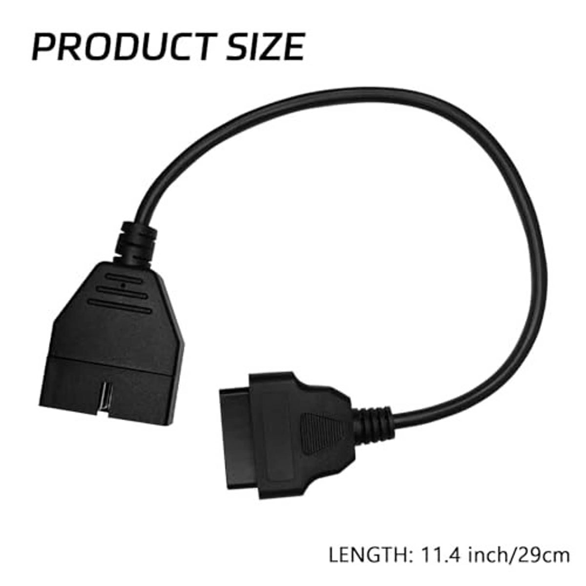 Black OBD1 to OBD2 adapter cable with two connector ends on a single cord