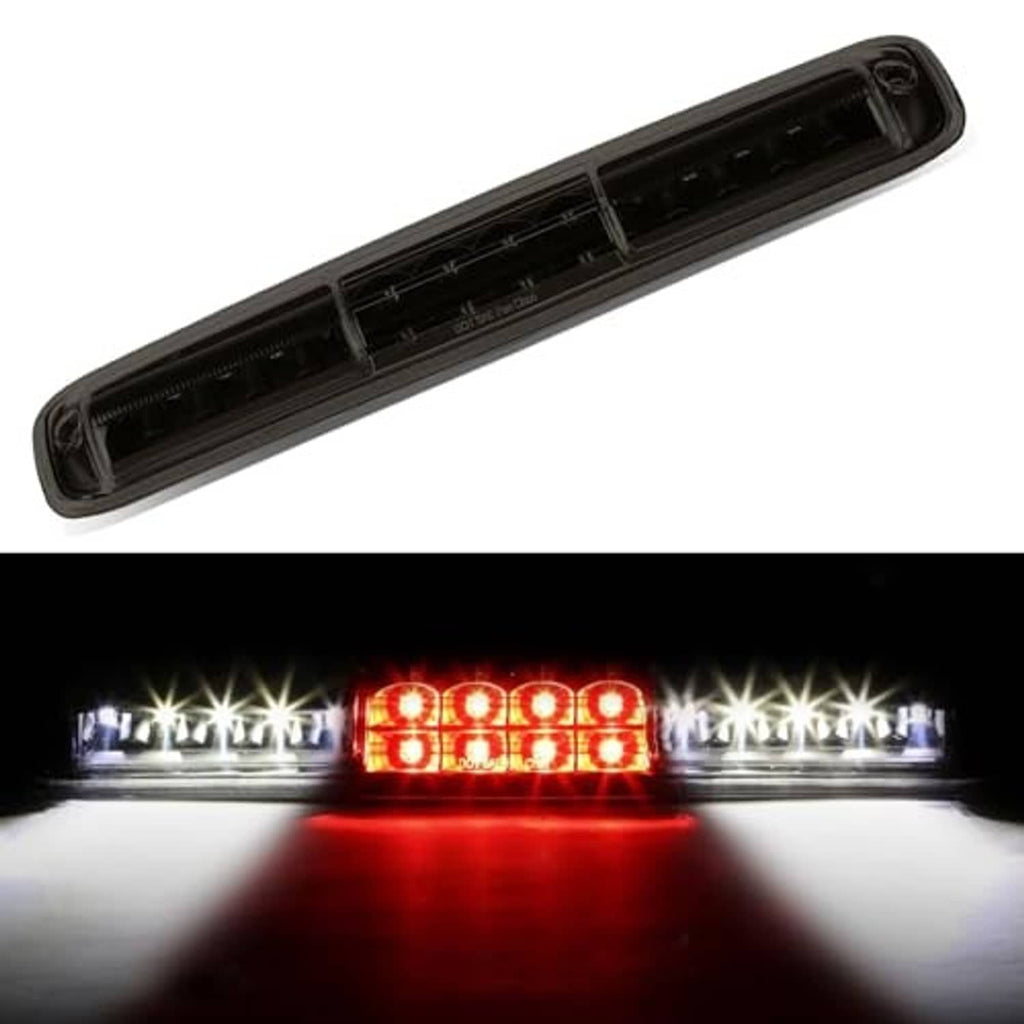 Black LED high mount brake light bar with red center LEDs and bright side LEDs lit
