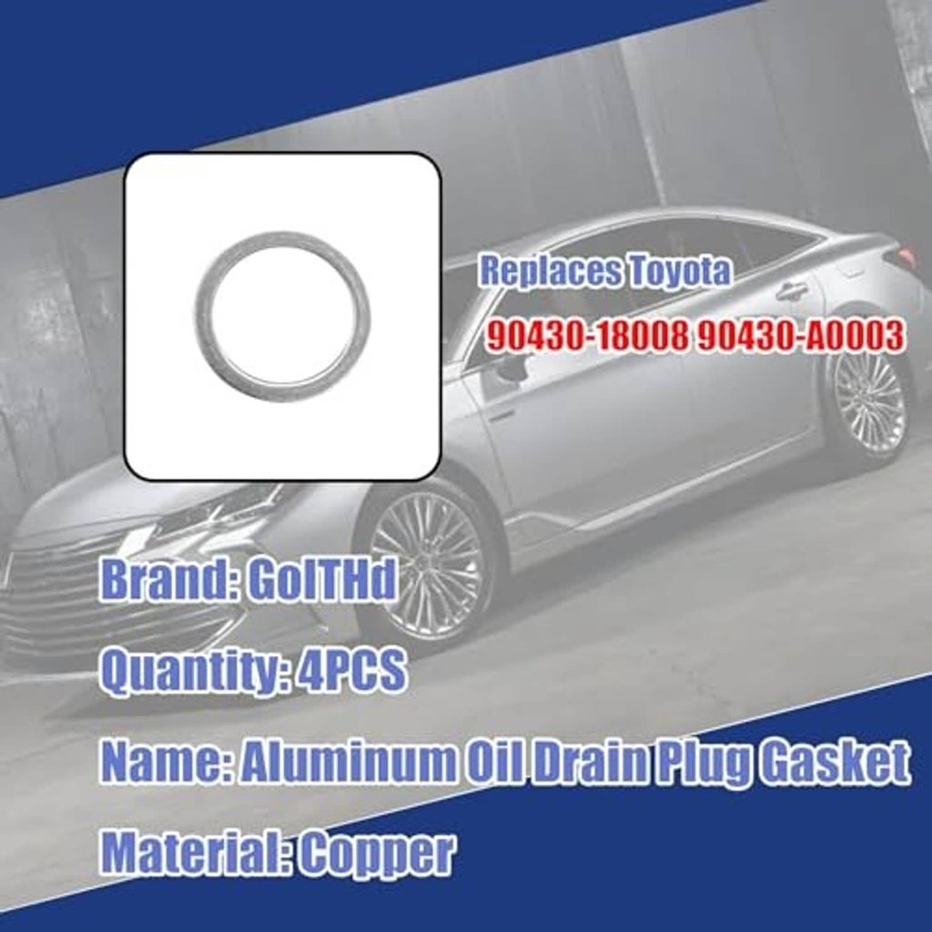 Silver oil drain plug crush gasket, replacement fitment card, 4-pack