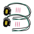 Alternator wiring harness pigtail set with two black connectors, green wire leads, pink insulators