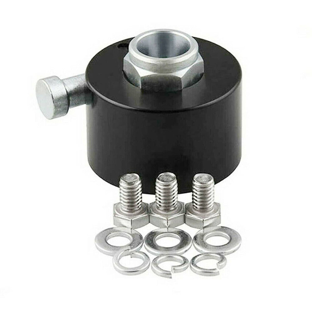 Black steering wheel quick-release disconnect hub for 3/4" shaft with side arm and hardware