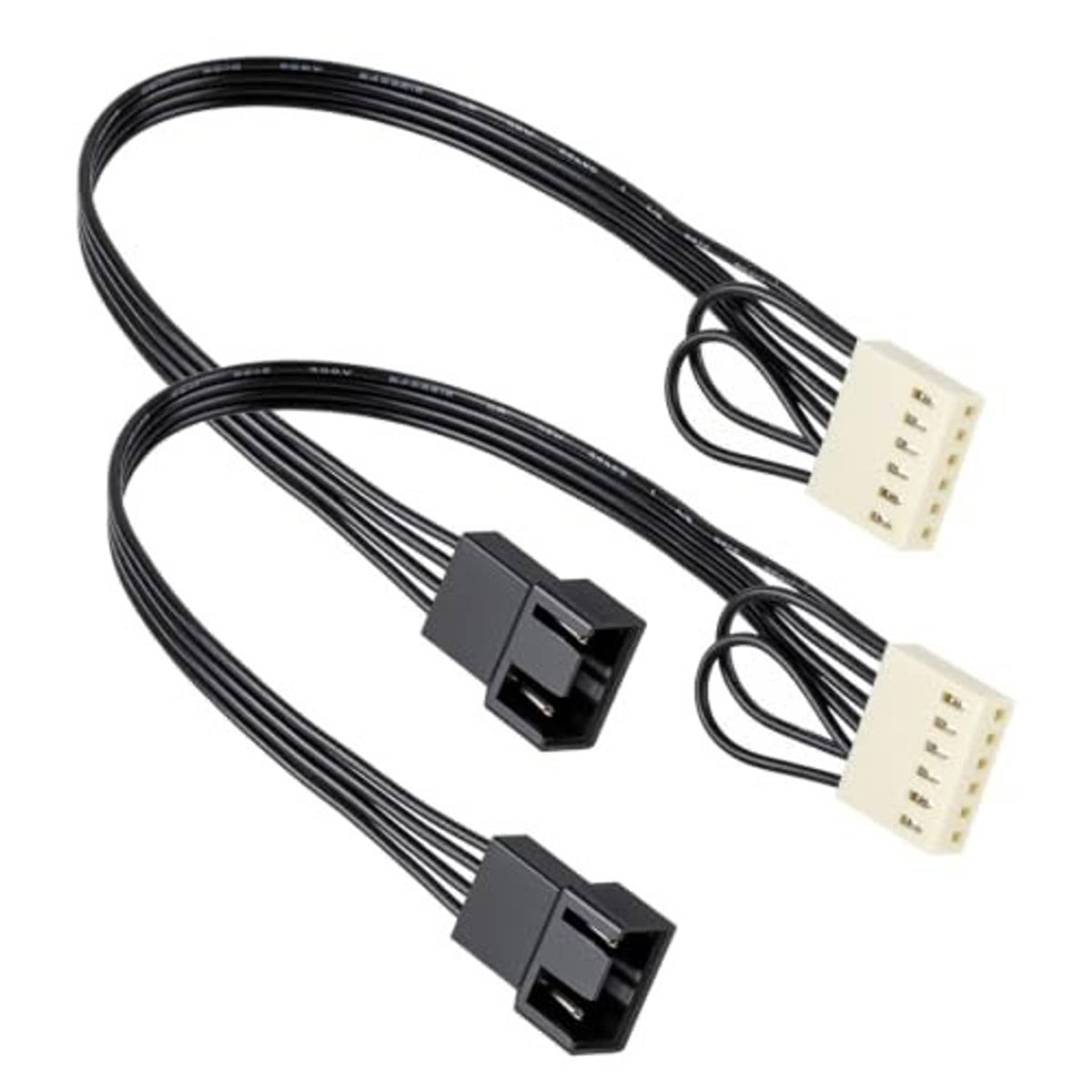 Dual PWM fan temperature control adapter cable with paired 4-pin and 5-pin connectors