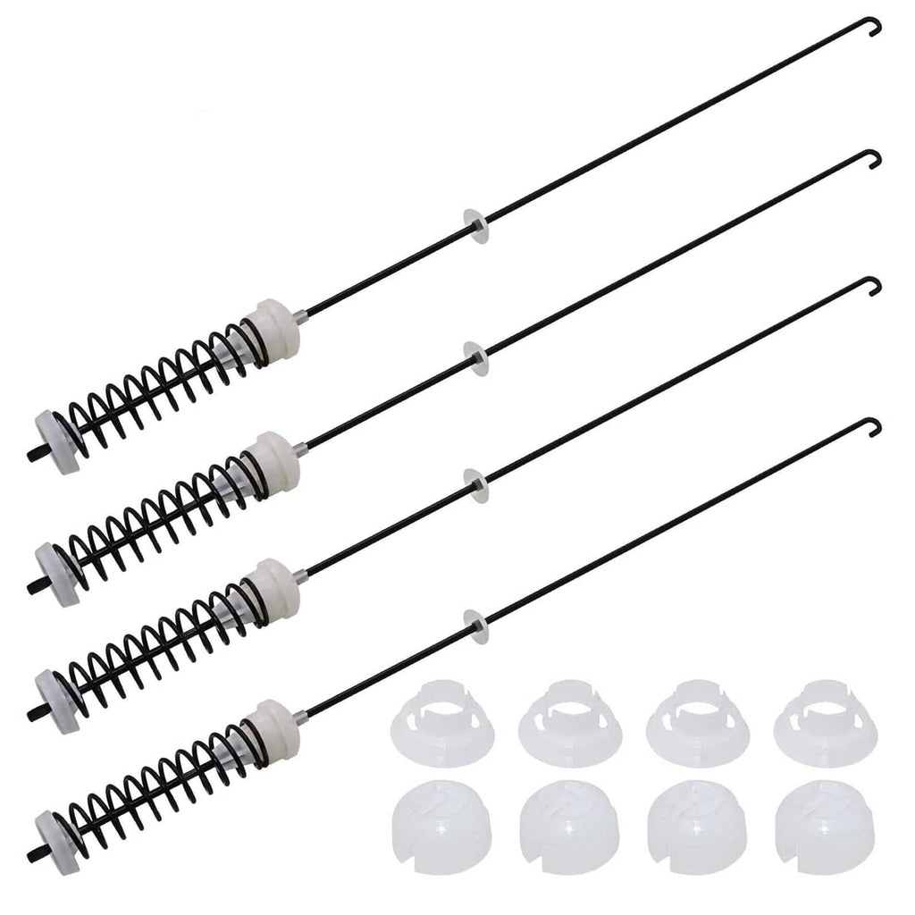 Washer suspension rod kit with four black springs and white mounting caps