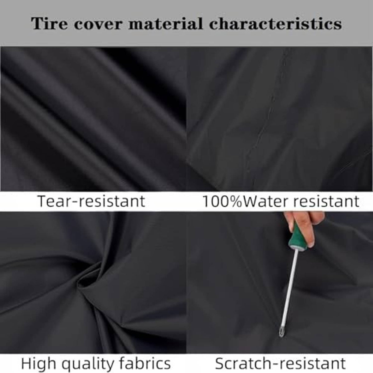 Black tire cover fabric with tear-resistant and water-resistant protection