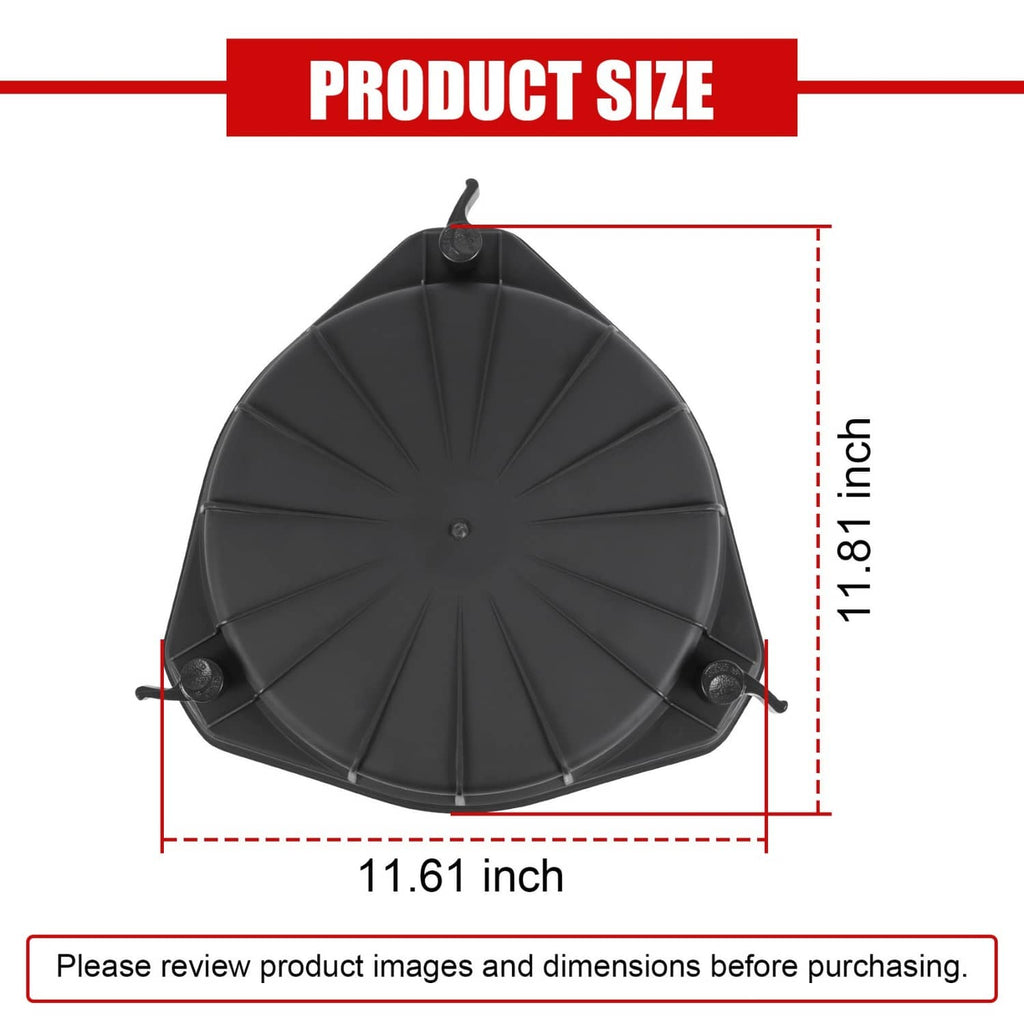 Black air filter cover lid latch top, round with raised ribs and two side pegs