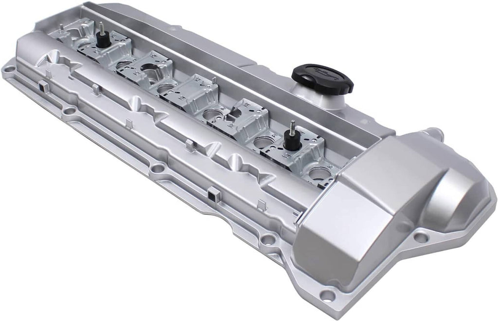 Silver valve cover underside with machined ribs and bolt holes, engine head cover kit part