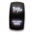 Black rocker switch with lit LED Light Whips icon and text