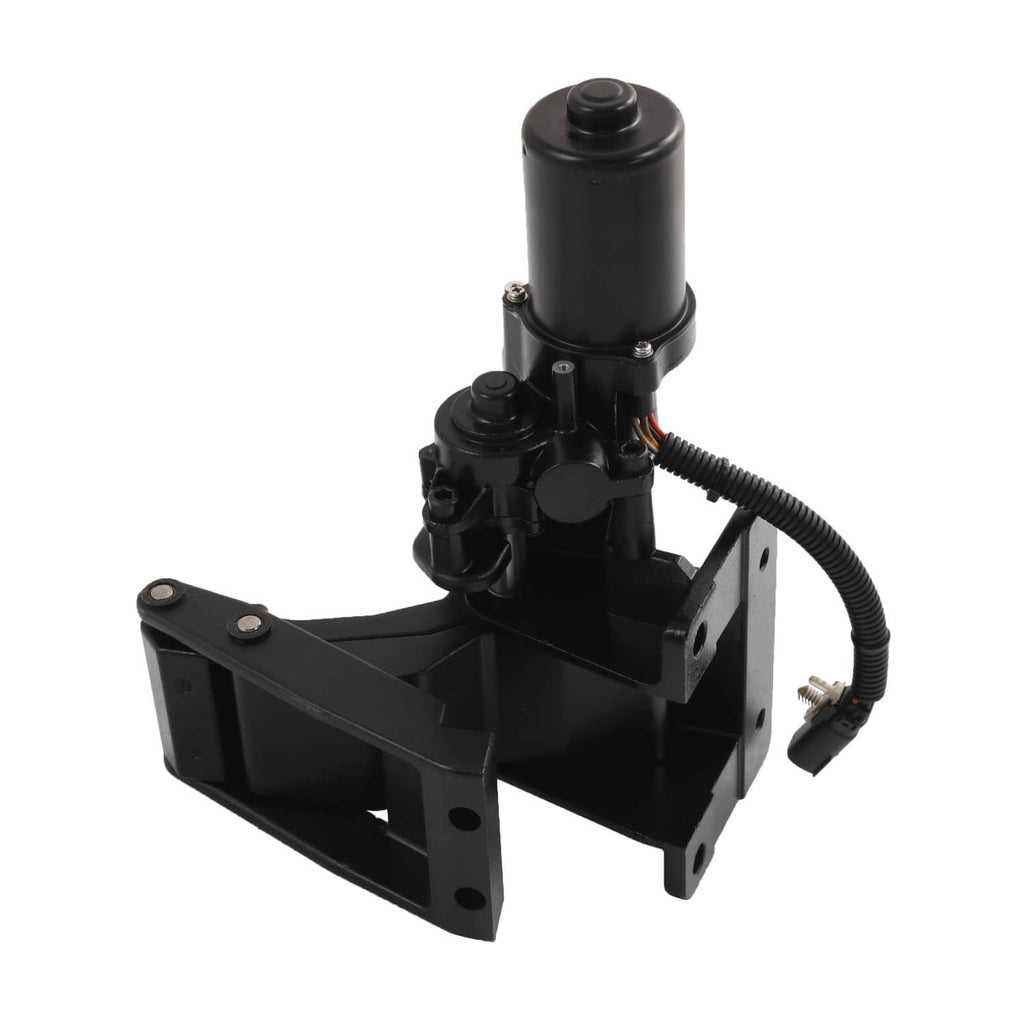 Left-side power running board motor assembly, black base plate with tall motor cylinder