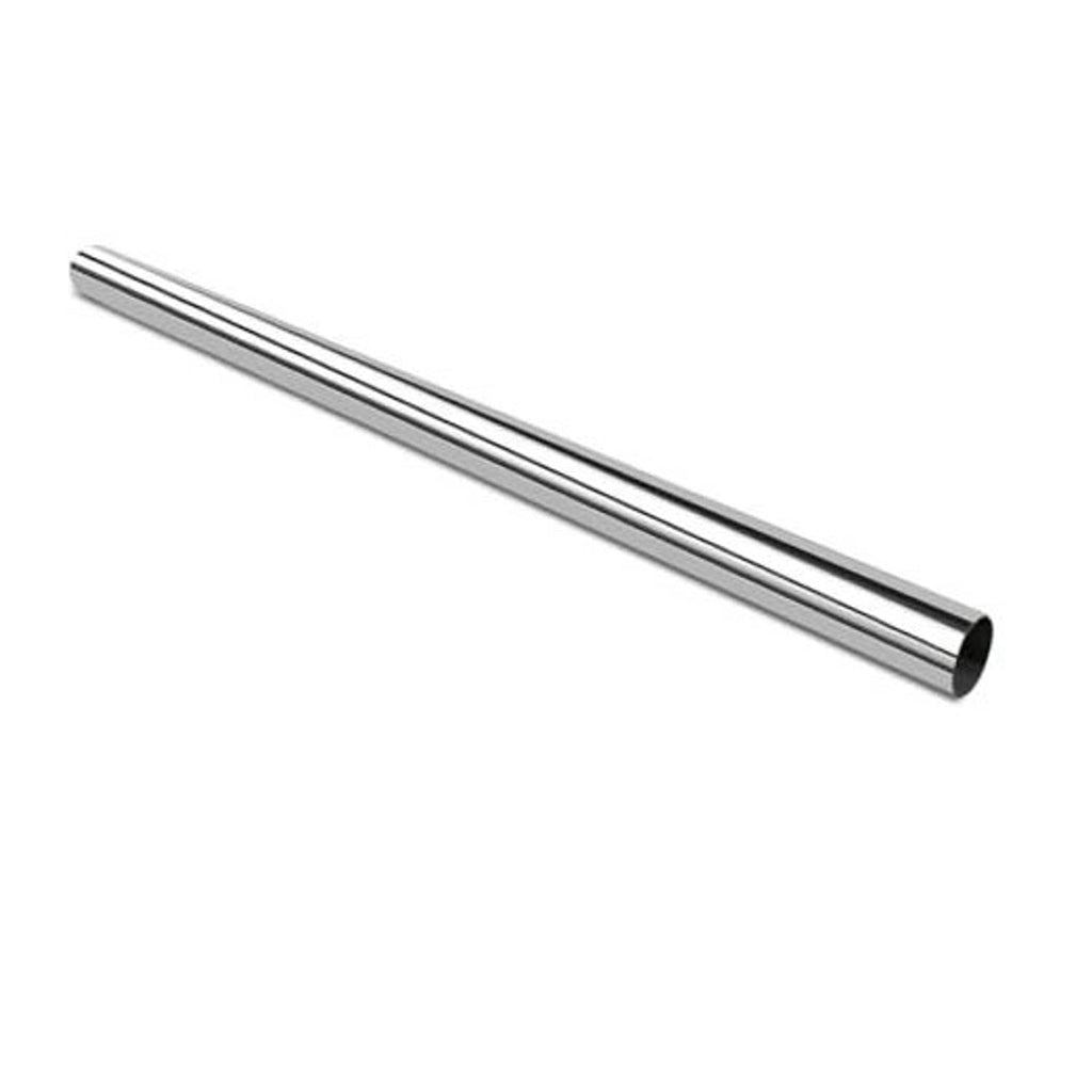 Polished stainless steel exhaust pipe tube, 2.5-inch OD, smooth straight profile