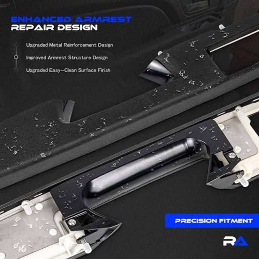 Black enhanced front left armrest repair design with textured handle and mounting points