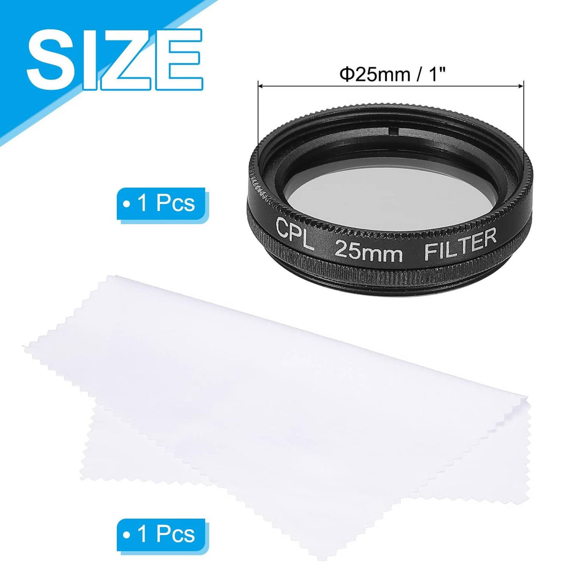 MECCANIXITY 25mm circular polarizer filter with cleaning cloth