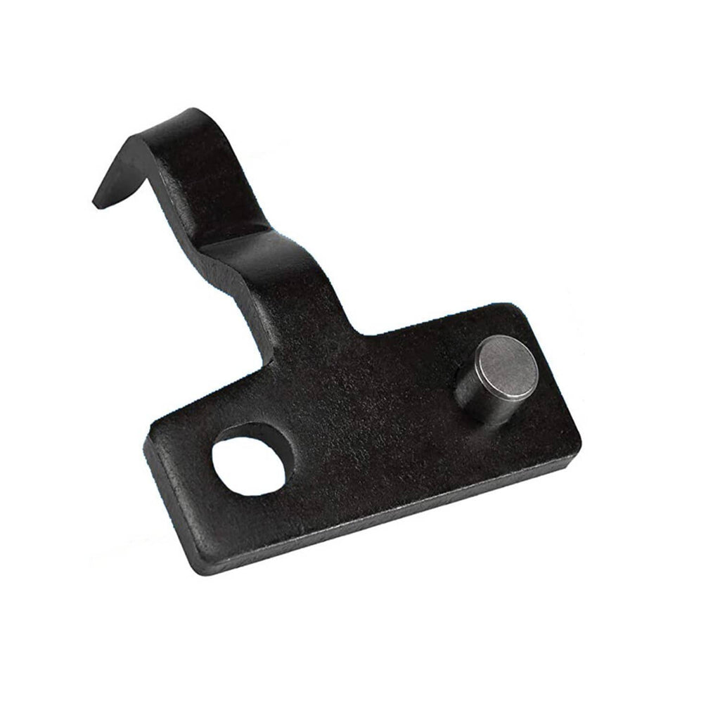 Engine timing tool lever with round hole and curved base, black metal