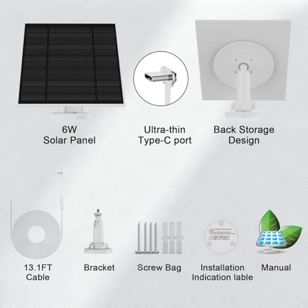 6W solar panel kit with mounting bracket and ultra-thin Type-C charging port