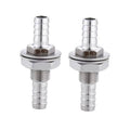 304 stainless steel straight hose barb bulkhead fitting with hex flange and threaded tail