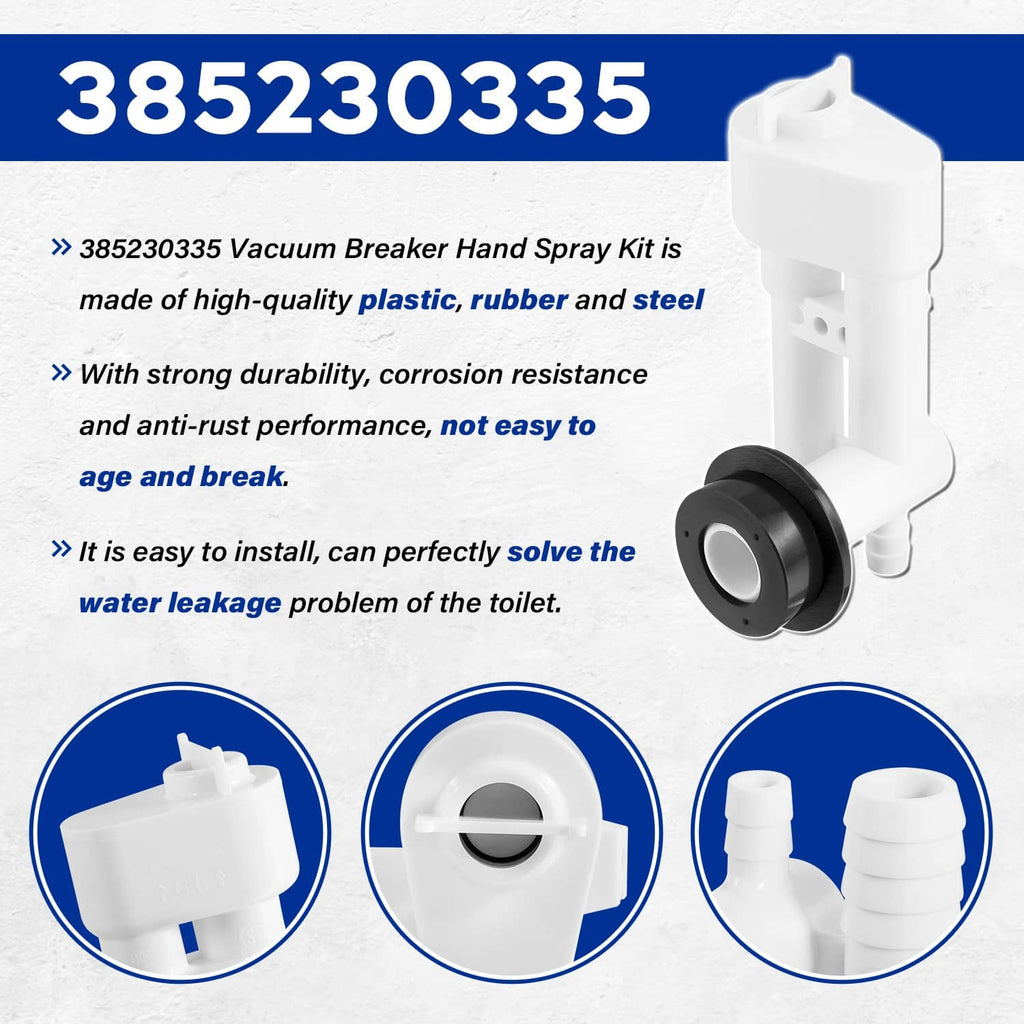 Vacuum breaker hand spray kit replacement, white plastic with black sealing disc
