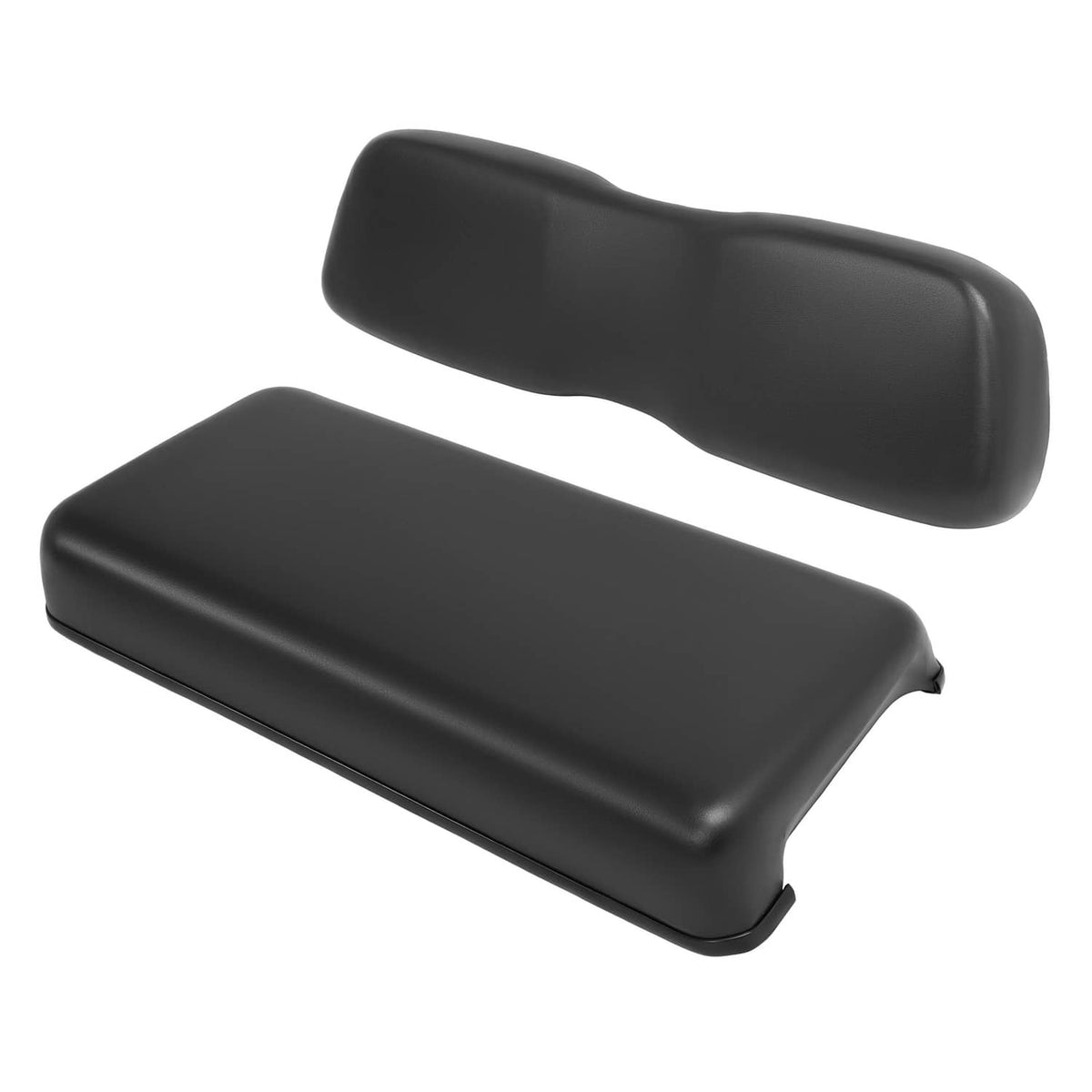 Golf cart seat backrest and bottom cushion set, dark gray, curved contours