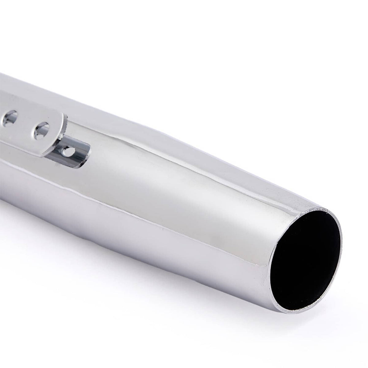 Chrome motorcycle exhaust muffler slip-on pipe with round open end
