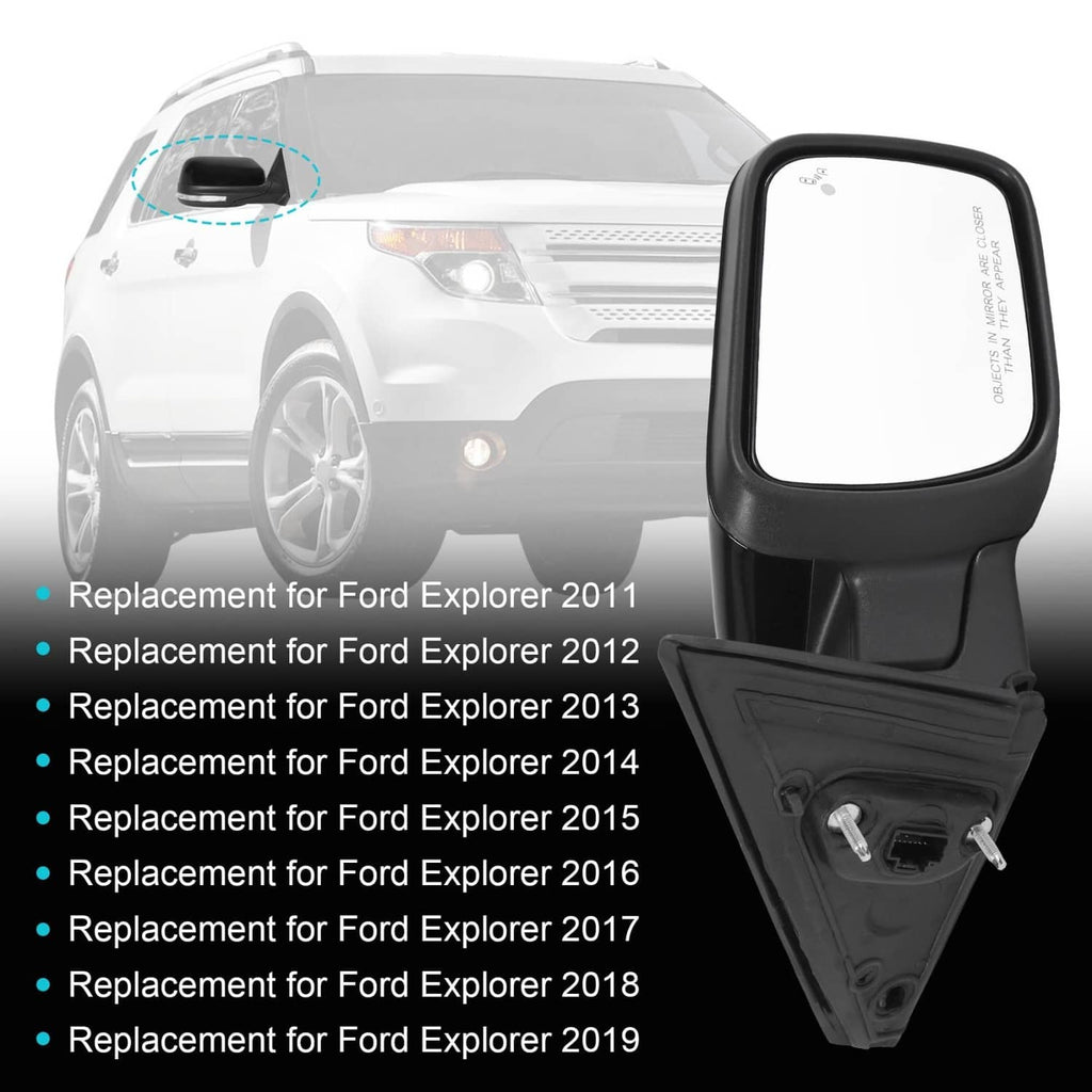 Black right side heated mirror with mounting bracket and smooth housing