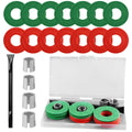 Battery post shim set with red and green washers and metal shim sleeves, 2-pack.