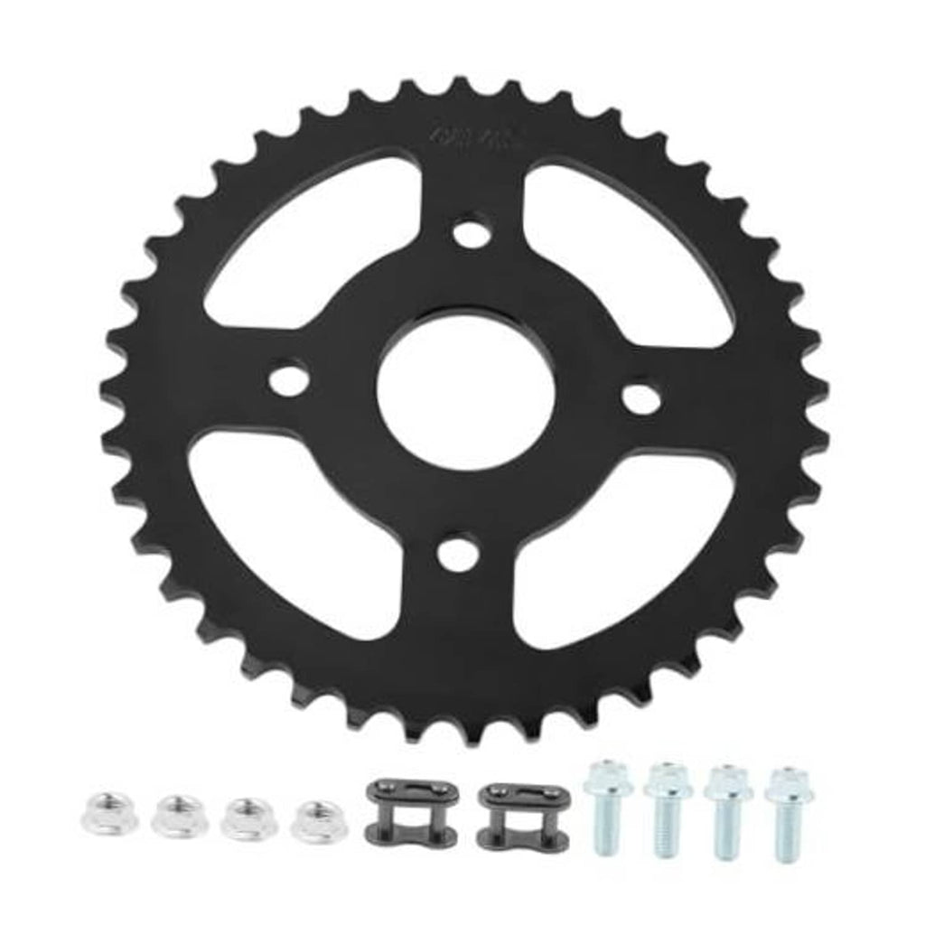 Black 40T mini bike sprocket gear with bolt holes and central bore, chain-ready