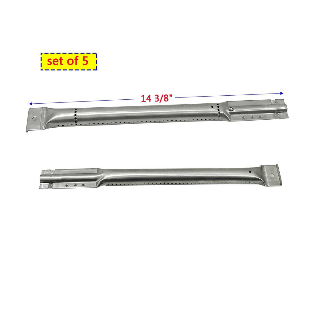 Set of 5 stainless burner tubes with perforation rows, replacement repair parts