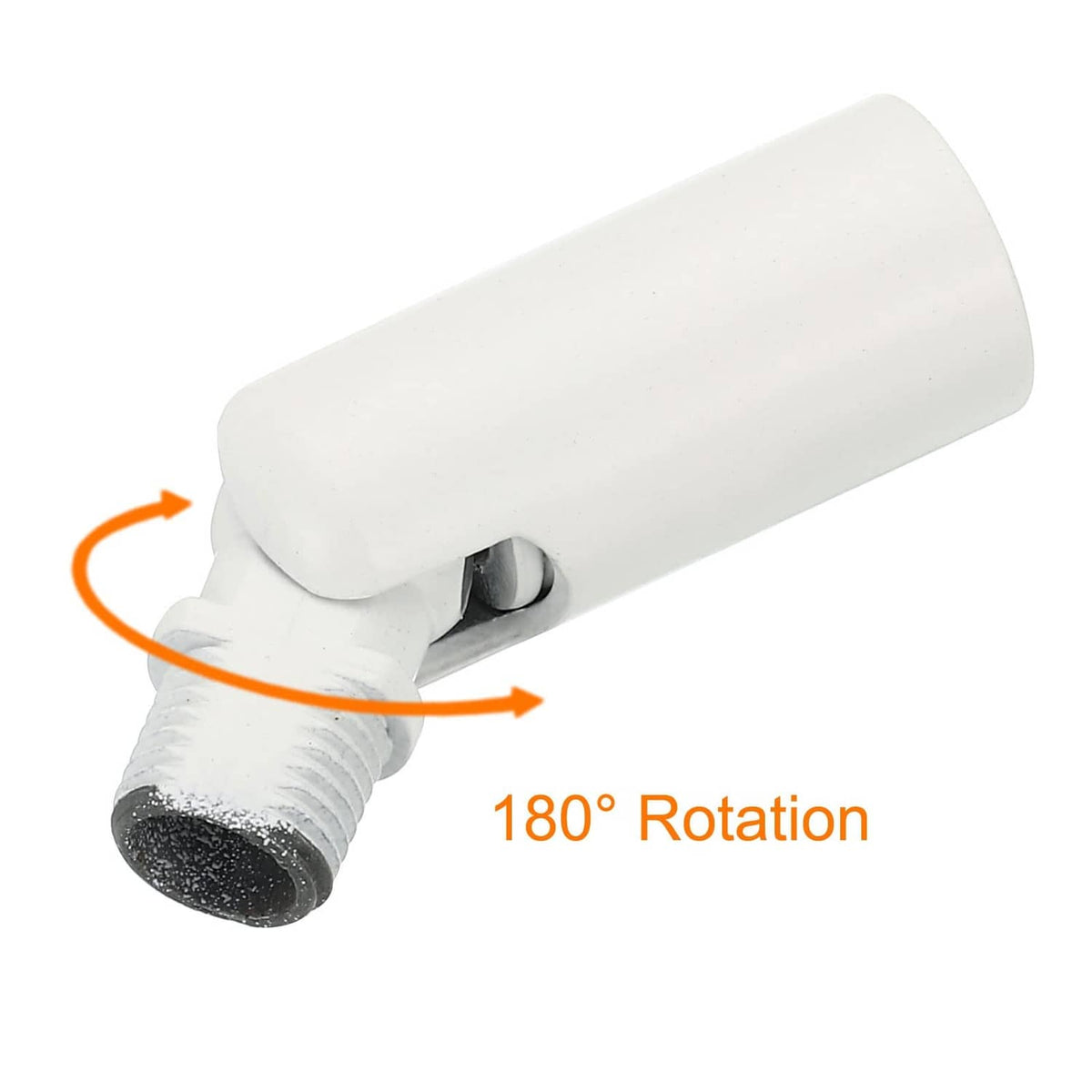 White sloped ceiling light adapter with 180° rotation joint and M10*1 thread