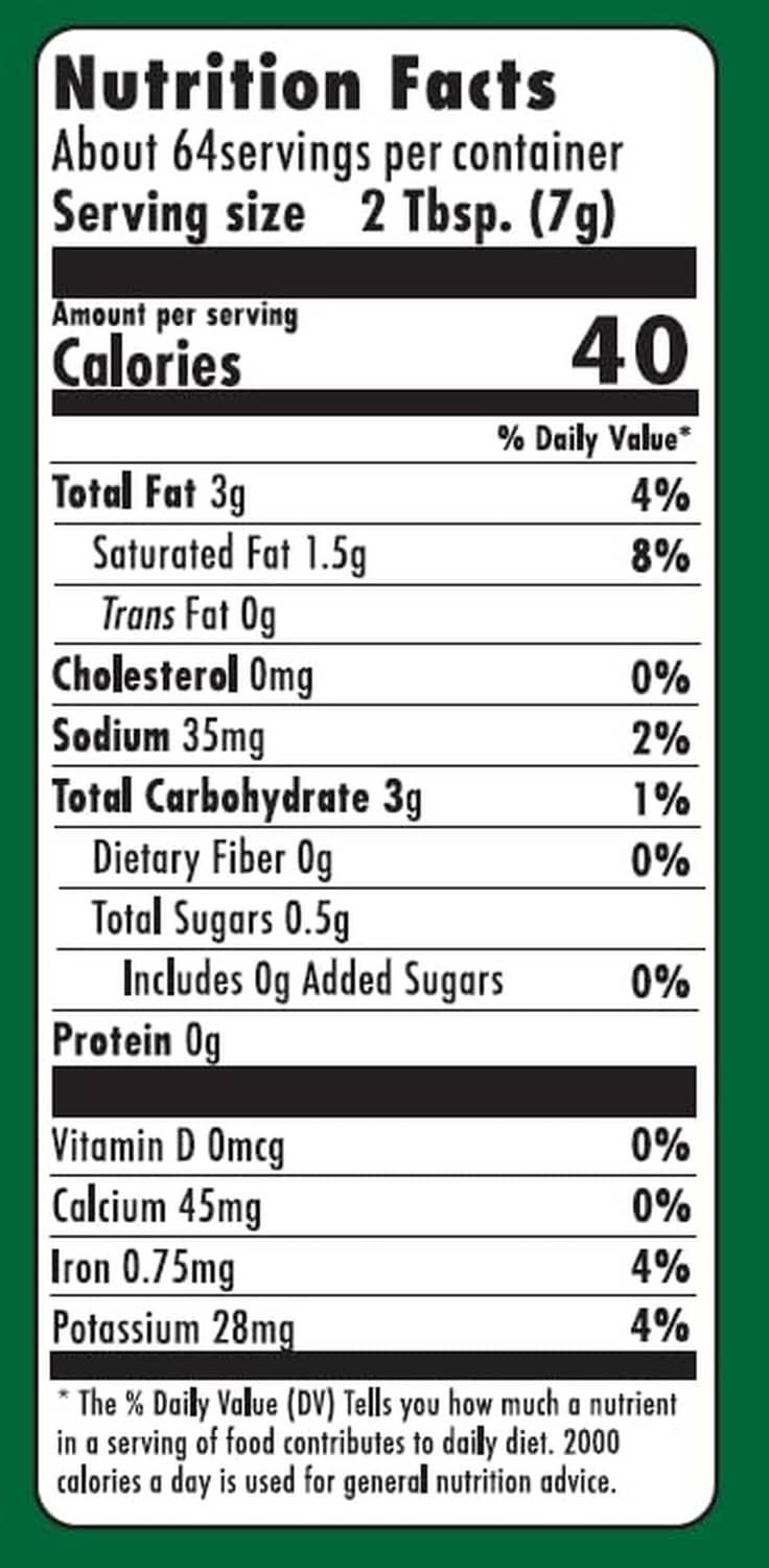 Nutrition Facts for Sadaf Golden Crispy Fried Onions, 2 Tbsp (7 g) serving size