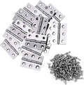 Stainless steel hinge set with screws, multiple double-barrel plates for wood boxes