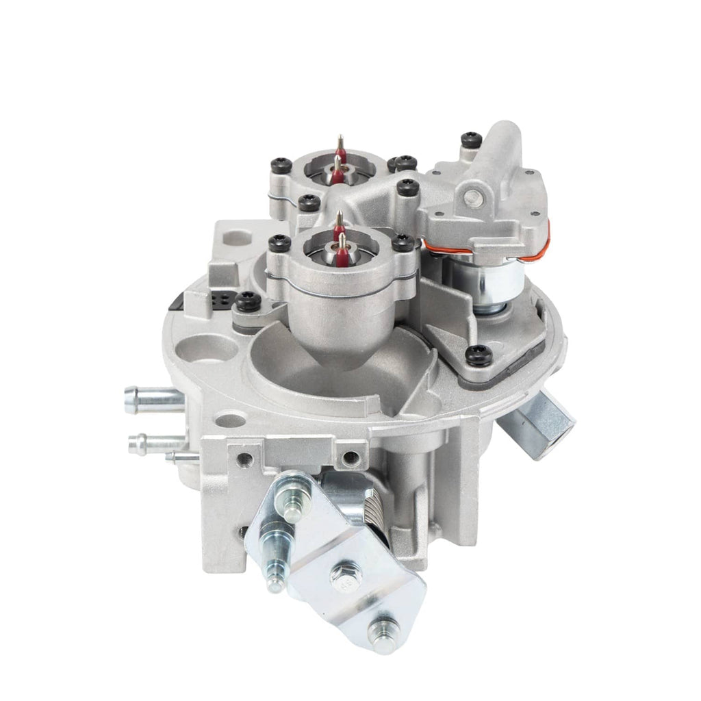 Throttle body assembly side view with vacuum port, linkage rod, and multi-pin connector